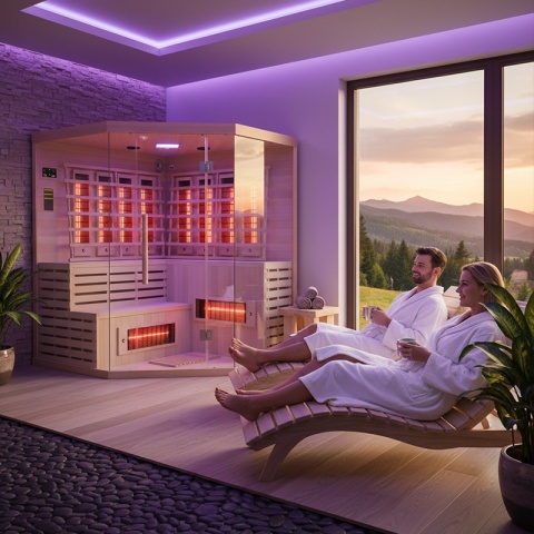 SAUNA SUCHA INFRARED NISKOTEMPERATUROWA ALTA7 5-6 OSOBOWA 180x180 CM