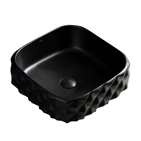 UMYWALKA NABLATOWA CERAMICZNA KWADRATOWA PEARL-MTB-400 CZARNY MAT STRUKTURA 40x40 CM