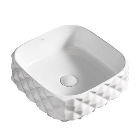 UMYWALKA NABLATOWA CERAMICZNA KWADRATOWA PEARL-WH-400 BIAŁA STRUKTURA 40x40 CM