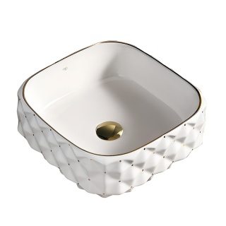 UMYWALKA NABLATOWA CERAMICZNA KWADRATOWA PEARL-WH-GL-400 BIAŁA STRUKTURA 40x40 CM