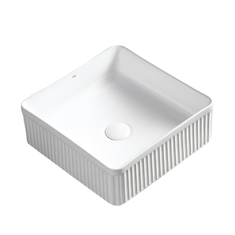 UMYWALKA NABLATOWA CERAMICZNA KWADRATOWA RYFLOWANA AURA-WH-375 BIAŁY POŁYSK 37x37 CM