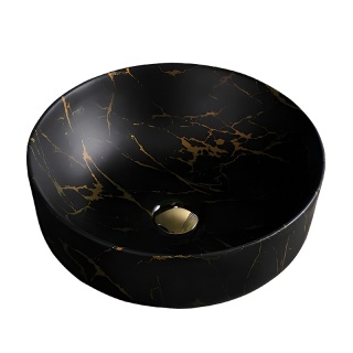 UMYWALKA NABLATOWA CERAMICZNA OKRĄGŁA FINO-MTB-MAR3-415 CZARNY MARMUR MAT 41x13 CM