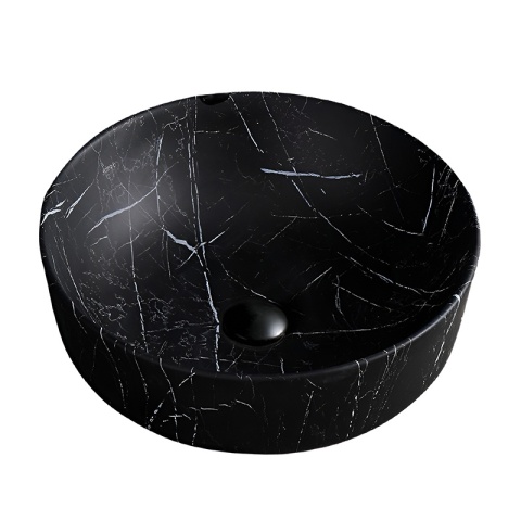 UMYWALKA NABLATOWA CERAMICZNA OKRĄGŁA FINO-MTB-MAR5-415 CZARNY MARMUR MAT 41x13 CM