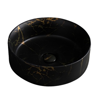 UMYWALKA NABLATOWA CERAMICZNA OKRĄGŁA LAVA-MTB-MAR3-360 MARMUR CZARNY MAT 36x12 CM