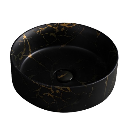 UMYWALKA NABLATOWA CERAMICZNA OKRĄGŁA LAVA-MTB-MAR3-360 MARMUR CZARNY MAT 36x12 CM