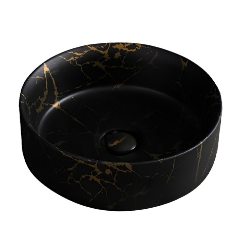 UMYWALKA NABLATOWA CERAMICZNA OKRĄGŁA LAVA-MTB-MAR3-360 MARMUR CZARNY MAT 36x12 CM