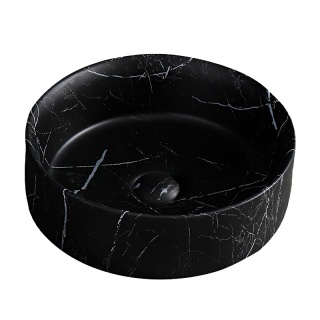 UMYWALKA NABLATOWA CERAMICZNA OKRĄGŁA LAVA-MTB-MAR5-360 MARMUR CZARNY MAT 36x12 CM