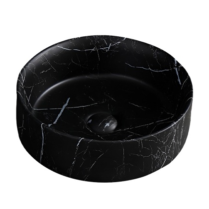 UMYWALKA NABLATOWA CERAMICZNA OKRĄGŁA LAVA-MTB-MAR5-360 MARMUR CZARNY MAT 36x12 CM