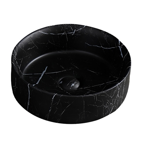 UMYWALKA NABLATOWA CERAMICZNA OKRĄGŁA LAVA-MTB-MAR5-360 MARMUR CZARNY MAT 36x12 CM