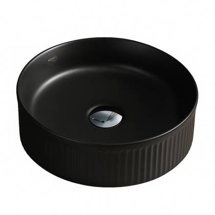 UMYWALKA NABLATOWA CERAMICZNA OKRĄGŁA LAVA-MTB-RF-370 CZARNY MAT RYFLOWANA 37x13 CM