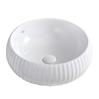 UMYWALKA NABLATOWA CERAMICZNA OKRĄGŁA RYFLOWANA NAOMI-WH-400 BIAŁY POŁYSK 40x15 CM