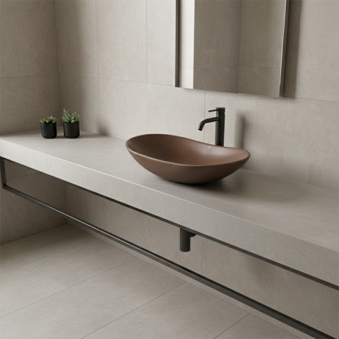 UMYWALKA NABLATOWA CERAMICZNA OWALNA LAVI-BR-625 BRĄZOWY MAT 62x36 CM