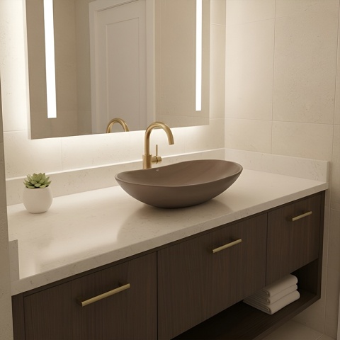 UMYWALKA NABLATOWA CERAMICZNA OWALNA LAVI-BR-625 BRĄZOWY MAT 62x36 CM