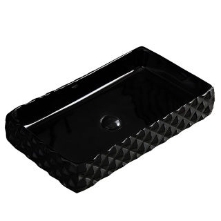 UMYWALKA NABLATOWA CERAMICZNA PROSTOKĄTNA PEARL-BL-605 CZARNA STRUKTURA 60x34 CM