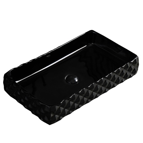 UMYWALKA NABLATOWA CERAMICZNA PROSTOKĄTNA PEARL-BL-605 CZARNA STRUKTURA 60x34 CM