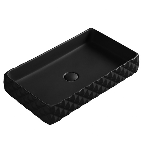 UMYWALKA NABLATOWA CERAMICZNA PROSTOKĄTNA PEARL-MTB-605 CZARNY MAT STRUKTURA 60x40 CM