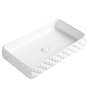 UMYWALKA NABLATOWA CERAMICZNA PROSTOKĄTNA PEARL-WH-605 BIAŁA STRUKTURA 60x34 CM