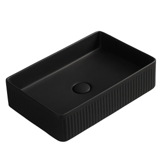 UMYWALKA NABLATOWA CERAMICZNA PROSTOKĄTNA RYFLOWANA AURA-MTB-500 CZARNY MAT 50x34 CM