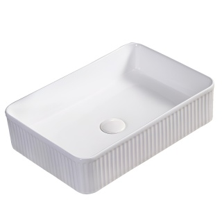 UMYWALKA NABLATOWA CERAMICZNA PROSTOKĄTNA RYFLOWANA AURA-WH-500 BIAŁY POŁYSK 50x34 CM