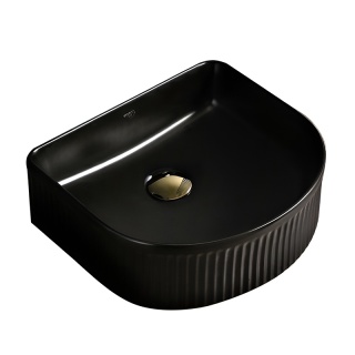 UMYWALKA NABLATOWA CERAMICZNA RYFLOWANA FINO-BL-400 CZARNY POŁYSK 40x35 CM