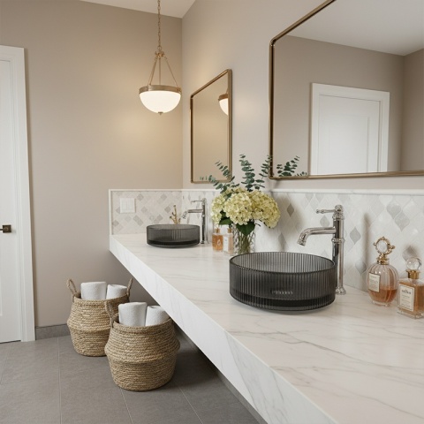 UMYWALKA NABLATOWA SZKLANA OKRĄGŁA FREZOWANA BRILLANT2-BL-360 CZARNA 36x12 CM