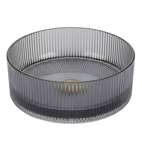 UMYWALKA NABLATOWA SZKLANA OKRĄGŁA FREZOWANA BRILLANT2-BL-400 CZARNA 40x12 CM