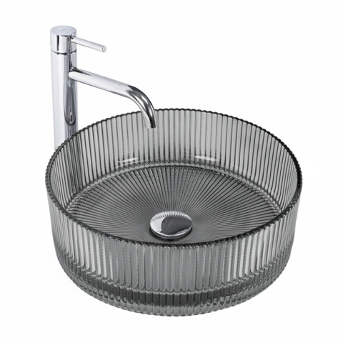 UMYWALKA NABLATOWA SZKLANA OKRĄGŁA FREZOWANA BRILLANT2-BL-400 CZARNA 40x12 CM