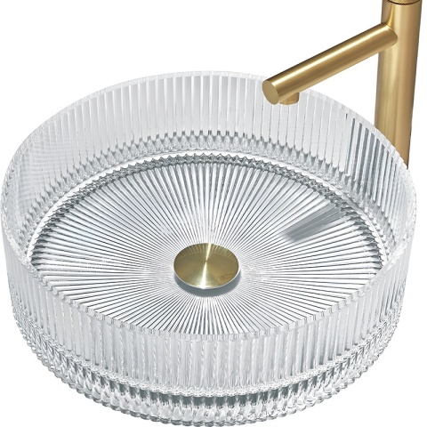 UMYWALKA NABLATOWA SZKLANA OKRĄGŁA FREZOWANA BRILLANT2-TR-360 TRANSPARENTNA 36x12 CM