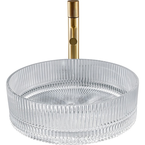 UMYWALKA NABLATOWA SZKLANA OKRĄGŁA FREZOWANA BRILLANT2-TR-360 TRANSPARENTNA 36x12 CM