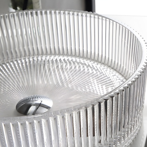 UMYWALKA NABLATOWA SZKLANA OKRĄGŁA FREZOWANA BRILLANT2-TR-360 TRANSPARENTNA 36x12 CM