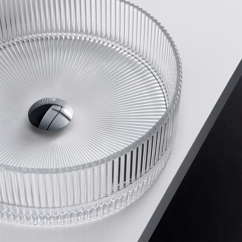 UMYWALKA NABLATOWA SZKLANA OKRĄGŁA FREZOWANA BRILLANT2-TR-360 TRANSPARENTNA 36x12 CM