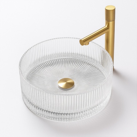 UMYWALKA NABLATOWA SZKLANA OKRĄGŁA FREZOWANA BRILLANT2-TR-360 TRANSPARENTNA 36x12 CM