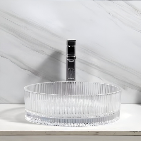 UMYWALKA NABLATOWA SZKLANA OKRĄGŁA FREZOWANA BRILLANT2-TR-400 TRANSPARENTNA 40x12 CM