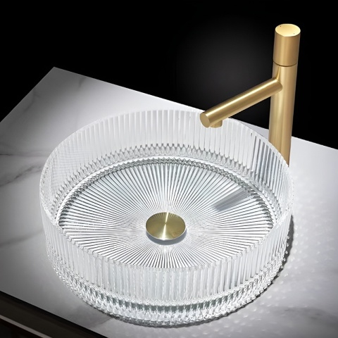 UMYWALKA NABLATOWA SZKLANA OKRĄGŁA FREZOWANA BRILLANT2-TR-400 TRANSPARENTNA 40x12 CM