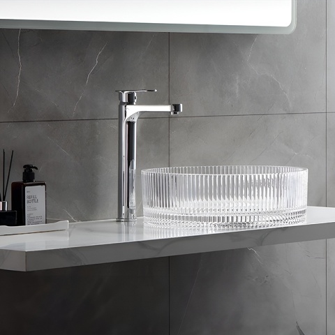 UMYWALKA NABLATOWA SZKLANA OKRĄGŁA FREZOWANA BRILLANT2-TR-400 TRANSPARENTNA 40x12 CM