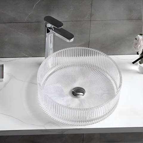 UMYWALKA NABLATOWA SZKLANA OKRĄGŁA FREZOWANA BRILLANT2-TR-400 TRANSPARENTNA 40x12 CM