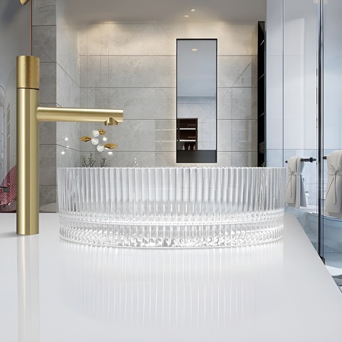 UMYWALKA NABLATOWA SZKLANA OKRĄGŁA FREZOWANA BRILLANT2-TR-400 TRANSPARENTNA 40x12 CM