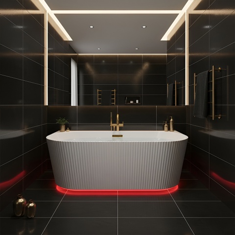 WANNA PRZYŚCIENNA RYFLOWANA CARLO2 517D2 BIAŁA PRZELEW BIAŁY MAT 170x75 CM