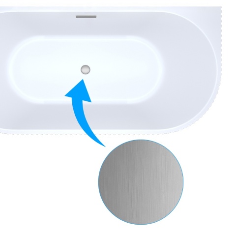 WANNA PRZYŚCIENNA RYFLOWANA CARLO2 BIAŁA PRZELEW SZCZOTKOWANA STAL 170x75CM