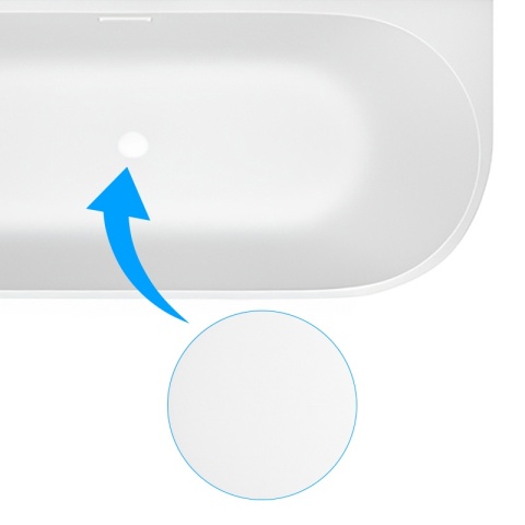 WANNA WOLNOSTOJĄCA PRZYŚCIENNA MERA 509A LEWA BIAŁA PRZELEW BIAŁY MAT 140x75 CM