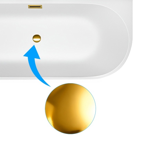 WANNA WOLNOSTOJĄCA PRZYŚCIENNA MERA 509A LEWA BIAŁA PRZELEW ZŁOTY 140x75 CM