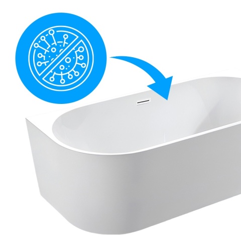 WANNA WOLNOSTOJĄCA PRZYŚCIENNA MERA 509A PRAWA BIAŁA PRZELEW BIAŁY MAT 140x75 CM