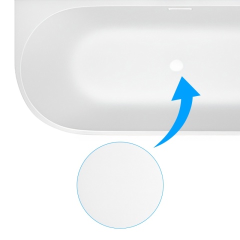 WANNA WOLNOSTOJĄCA PRZYŚCIENNA MERA 509B PRAWA BIAŁA PRZELEW BIAŁY MAT 150x75 CM