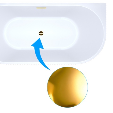 WANNA WOLNOSTOJĄCA PRZYŚCIENNA RYFLOWANA CARLO 517B BIAŁA PRZELEW ZŁOTY 150x75 CM