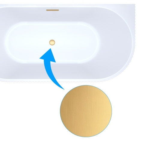 WANNA WOLNOSTOJĄCA PRZYŚCIENNA RYFLOWANA CARLO 517C BIAŁA PRZELEW ZŁOTY SZCZOTKOWANY 160x75 CM