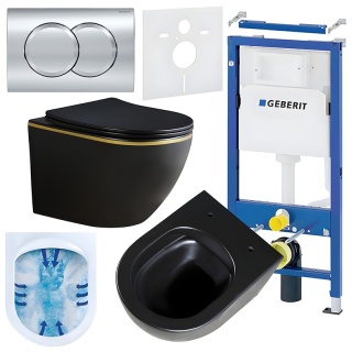 ZESTAW PODTYNKOWY WC STELAŻ GEBERIT DUOFIX MISKA PEAK-MTB-GL-RIM-03 PRZYCISK DELTA 01 CHROM