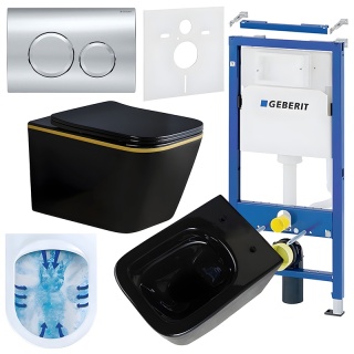 ZESTAW PODTYNKOWY WC STELAŻ GEBERIT DUOFIX MISKA RAIN-BL-GL-RIM-03 PRZYCISK DELTA 20 CHROM