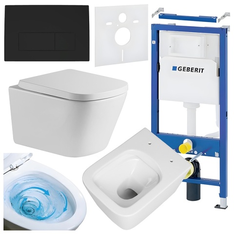 ZESTAW PODTYNKOWY WC STELAŻ GEBERIT DUOFIX MISKA VIVA-WH-TR-02 PRZYCISK DELTA 50 CZARNY MAT
