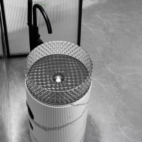 POSTUMENT PODSTAWA UMYWALKOWA CERAMICZNA MARMUROWA RYFLOWANA TOWER-MAR-730 BIAŁA