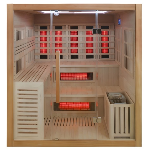 SAUNA KOMBO INFRARED/FIŃSKA HELSI1-NEW Z PIECEM 6kW 4-5 OSOBOWA 180x160 CM 2w1